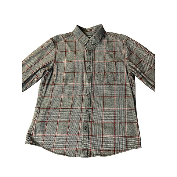 Eddie Bauer Shirt Mens L Classic Fit Black Red Plaid Flannel Cotton Used - Picture 11 of 13
